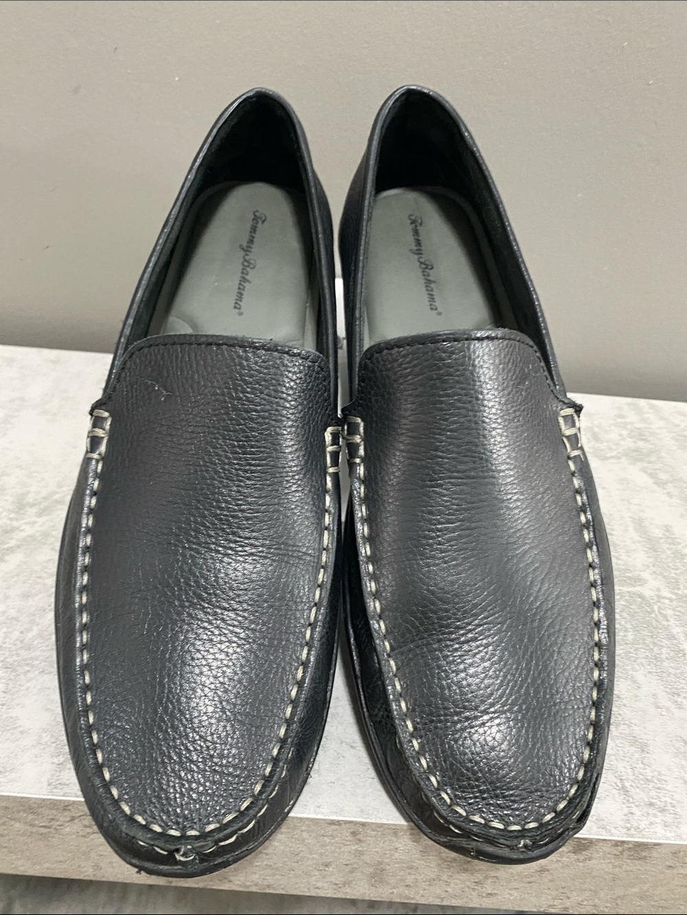 Tommy Bahama black pebbled leather Orion Venetian Drivers loafers Size 11